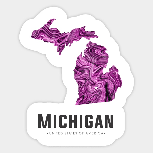 Michigan state map abstract pink Sticker by StudioGrafiikka